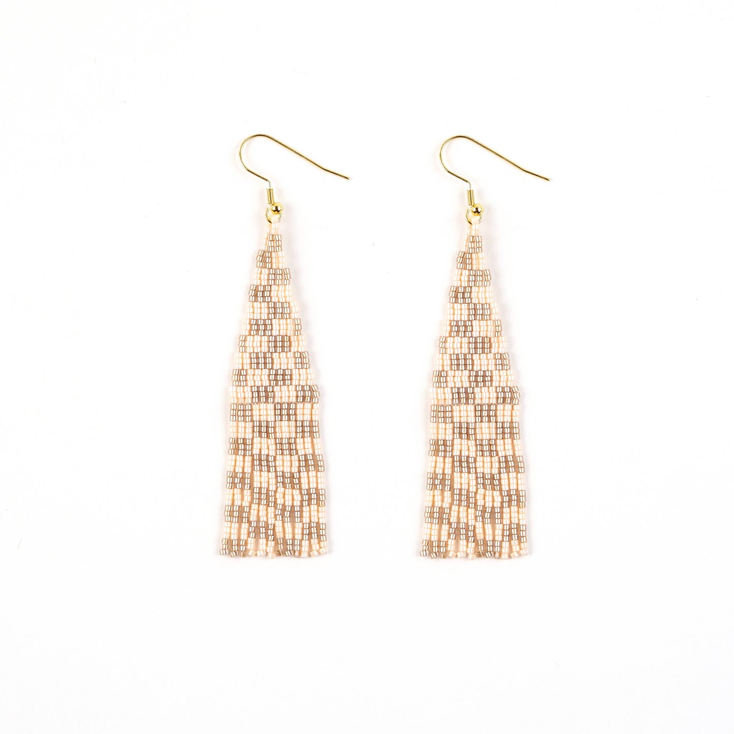 Delica Checkerboard Fringe Earrings