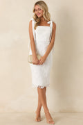 Feels Like Fate Ivory Lace Tie Strap Midi Dress