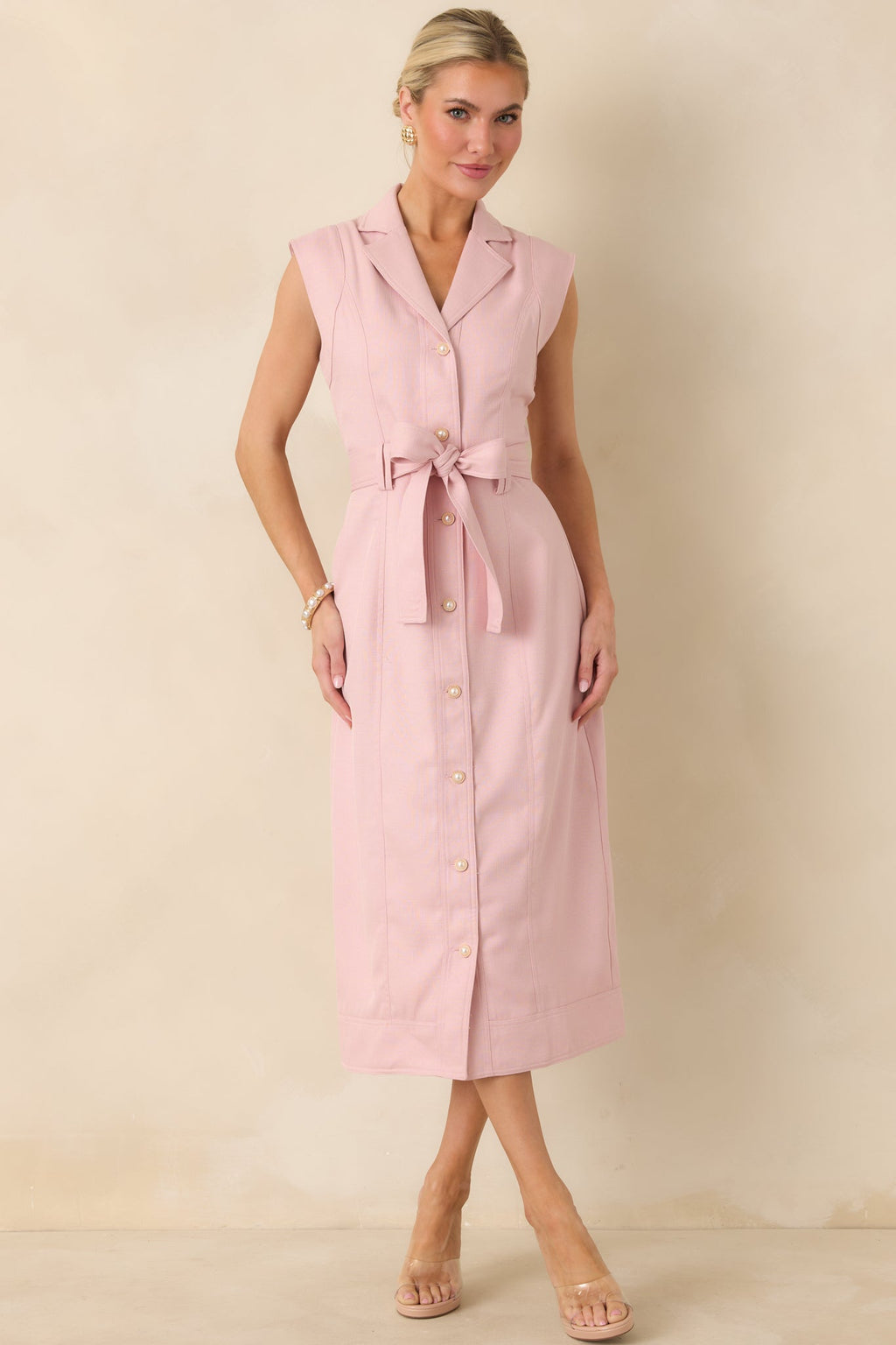Prosperina Jacqueline Light Pink Midi Dress