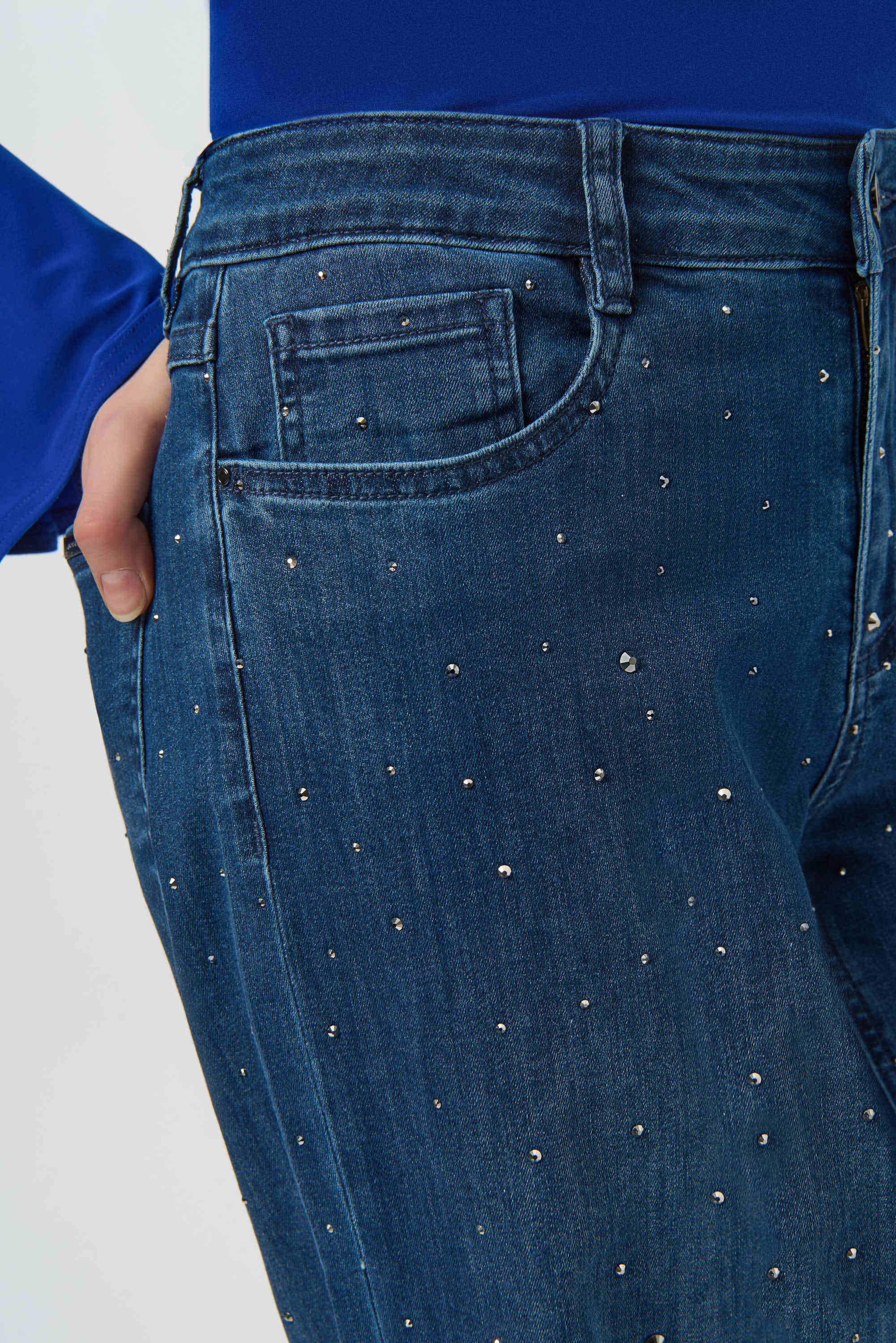 Joseph Ribkoff Classic Wide Leg Jeans with Rhinestones