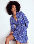 Willow Ruffle Neck Shirt Dress-Bright Blue, Dot