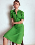 Melina Ruffle Knitted Dress-Paradise Green