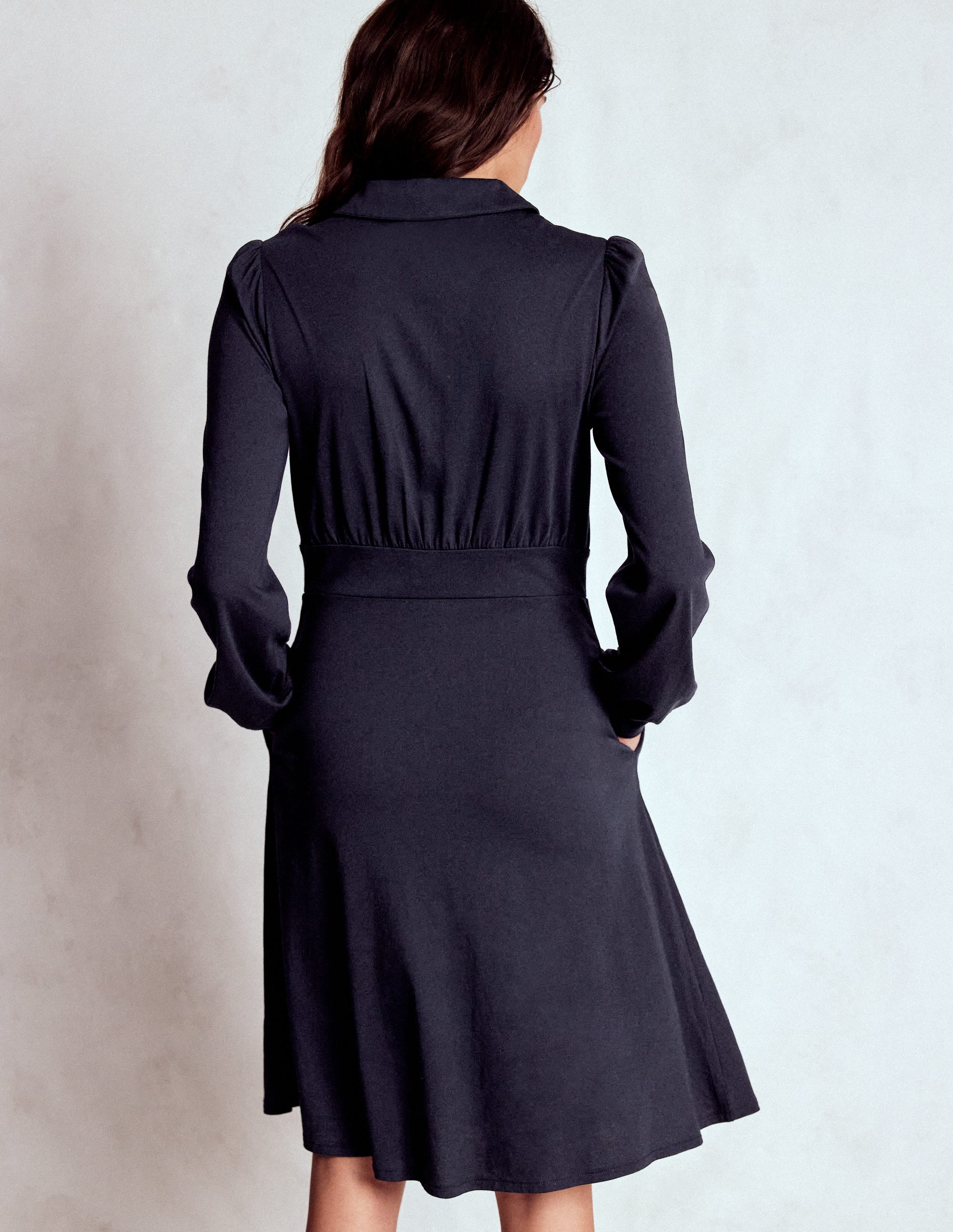 Orla Short Jersey Shirt Dress-Navy