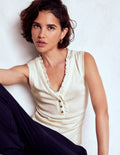 Jersey Henley Pajama Vest-Classic Ivory