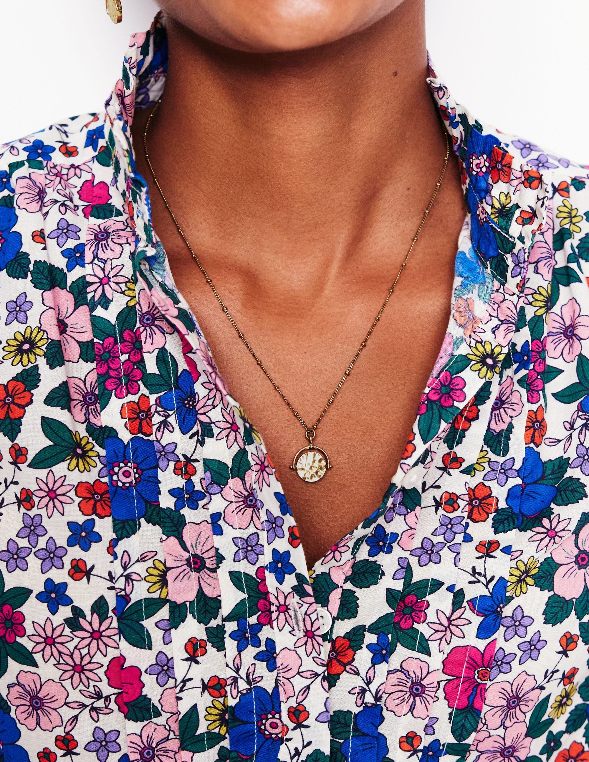 Fine Spinner Pendant Necklace-Gold Colour