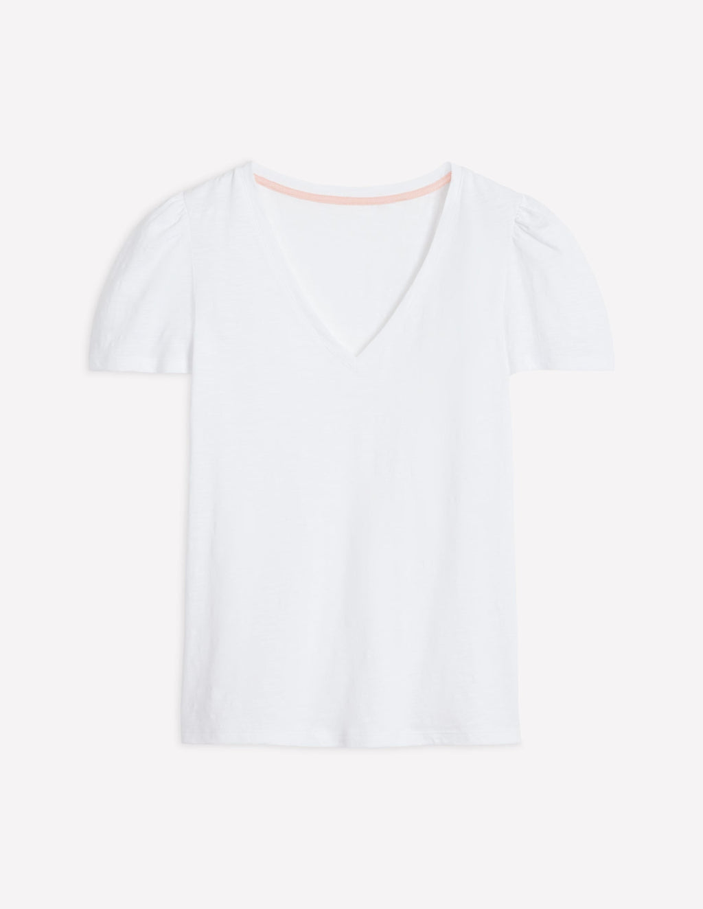Sophie V-neck Slub T-shirt-White
