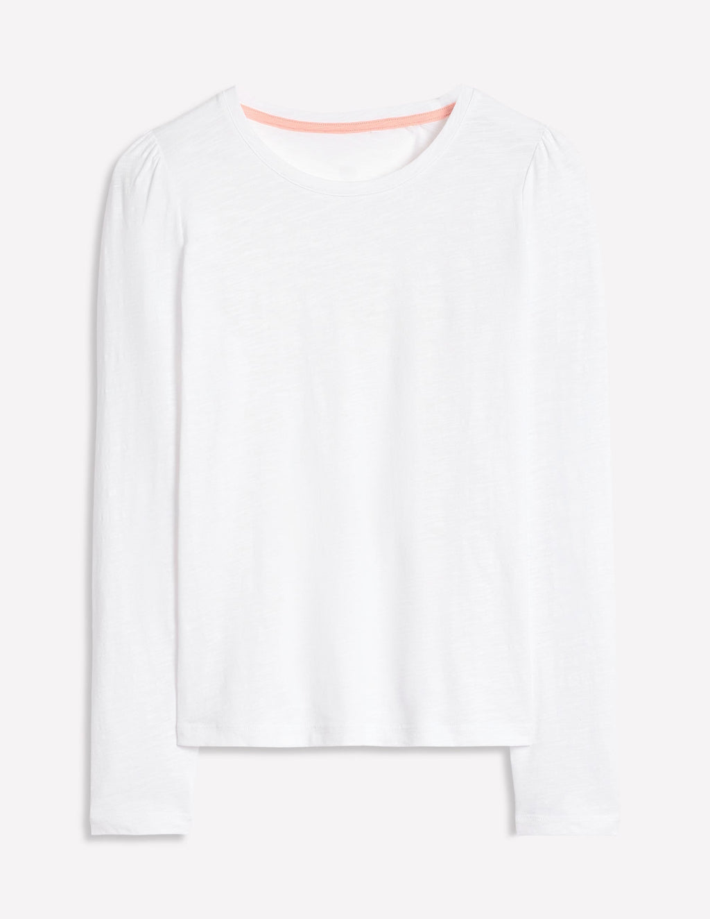 Cotton Crew Long Sleeve Top-White