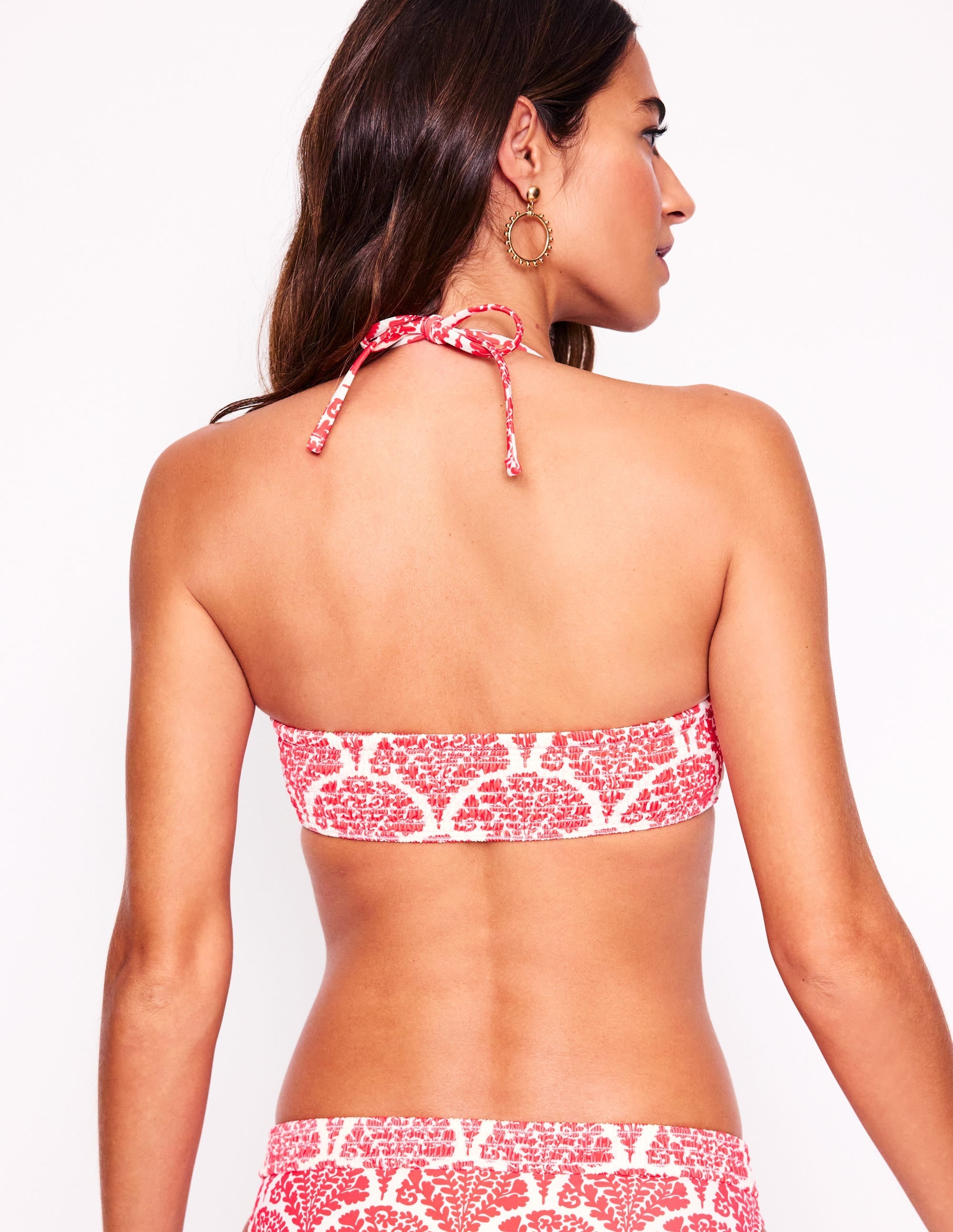 Milos Smocked Bikini Top-Jam Red, Blossomy