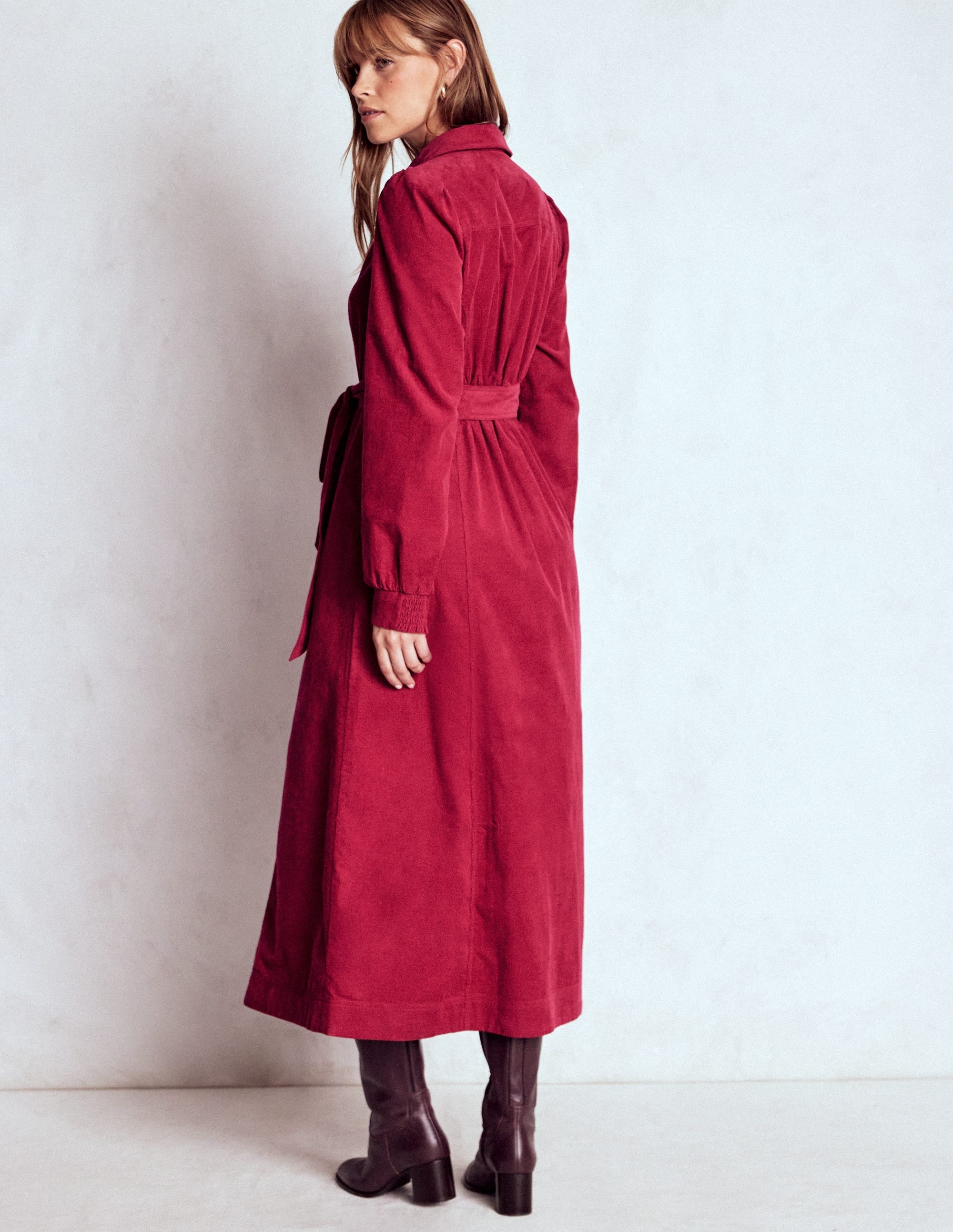 Adelaide Zip Cord Midi Dress-Burgundy Red