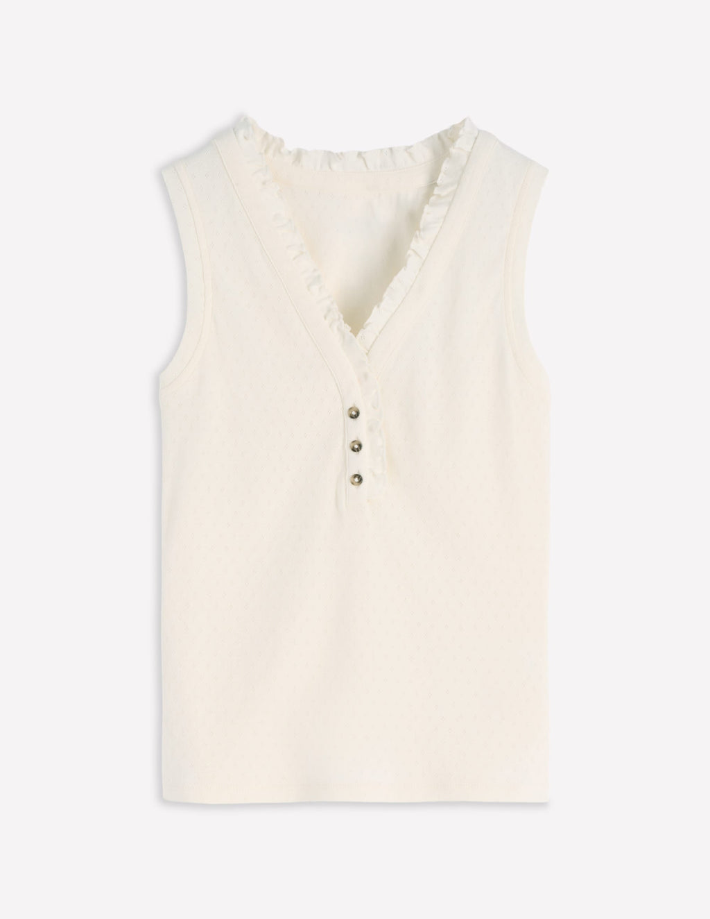 Jersey Henley Pajama Vest-Classic Ivory