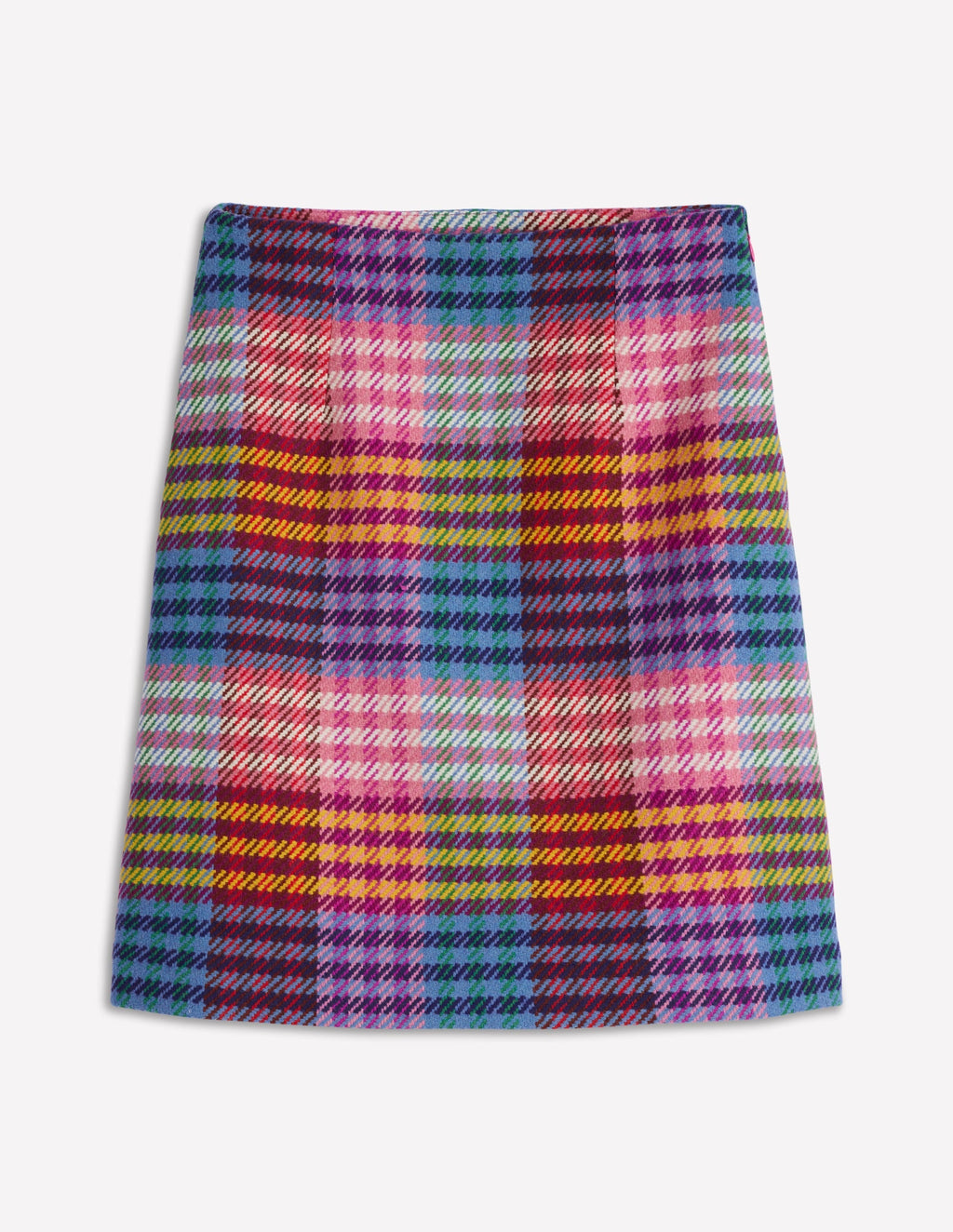 Wool Blend A-Line Skirt-Rainbow Blanket MultiGingham