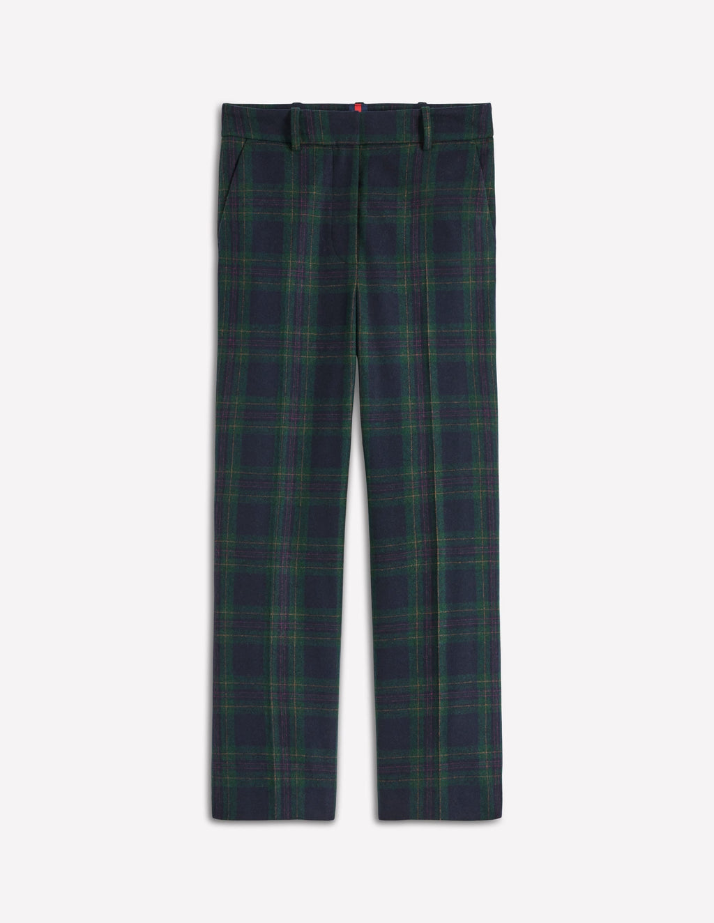 Canonbury Wool Blend Pants-Navy and Green Tonal Check