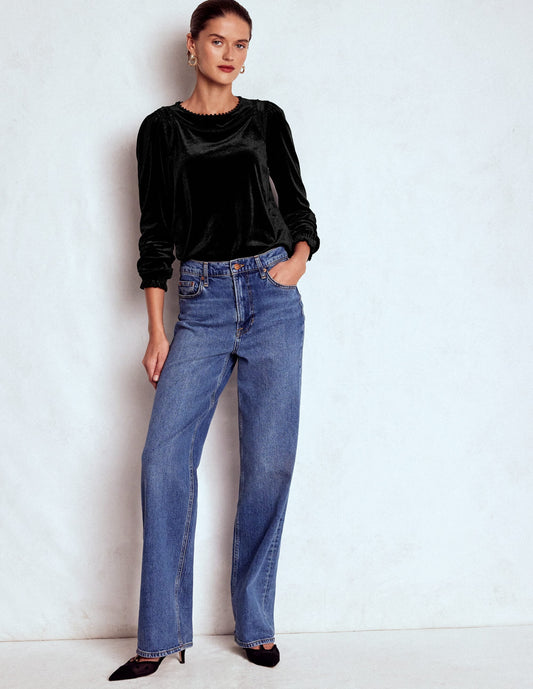Mila Velvet Top-Black