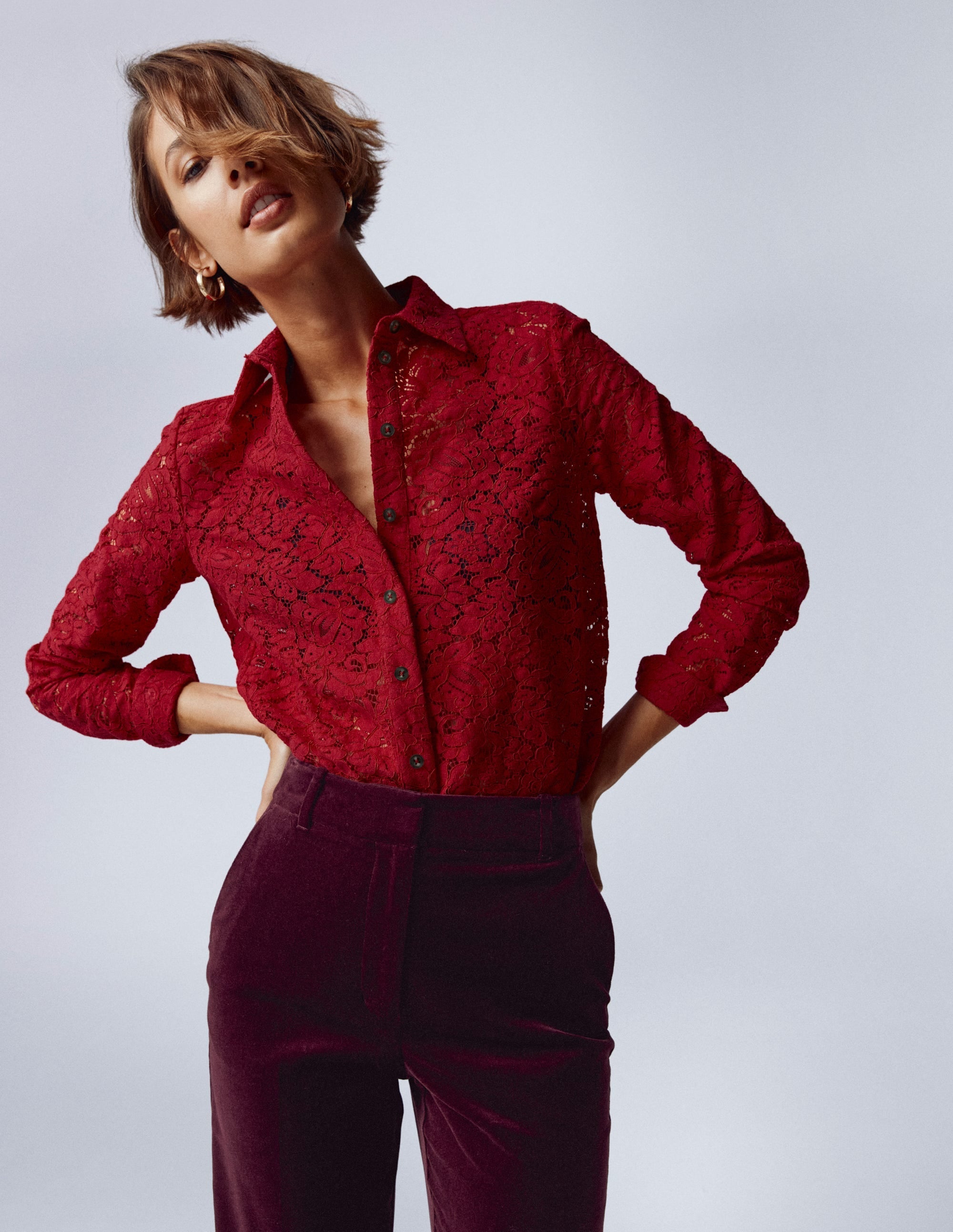 Lace Shirt-Rumba Red