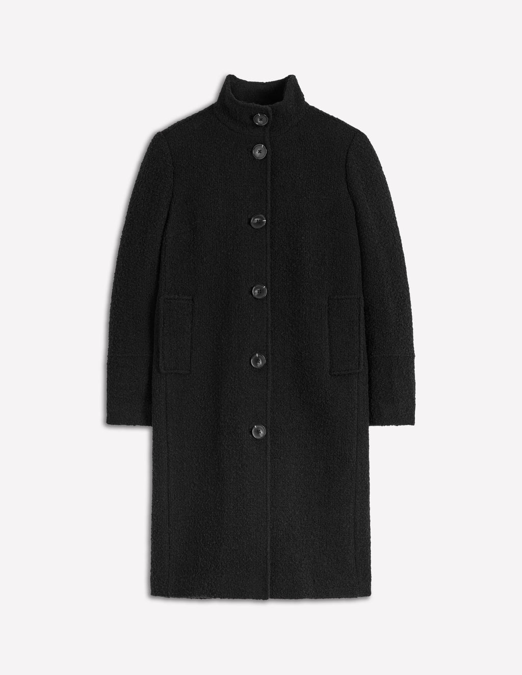 Funnel Neck Coat-Black