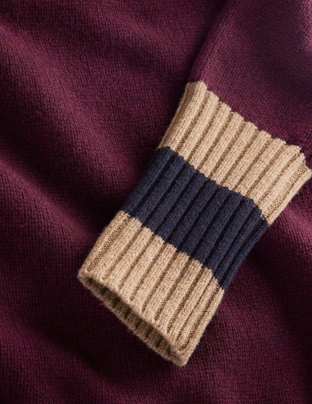 Merino Knitted Dress-Dark Cherry, Brown Stripe