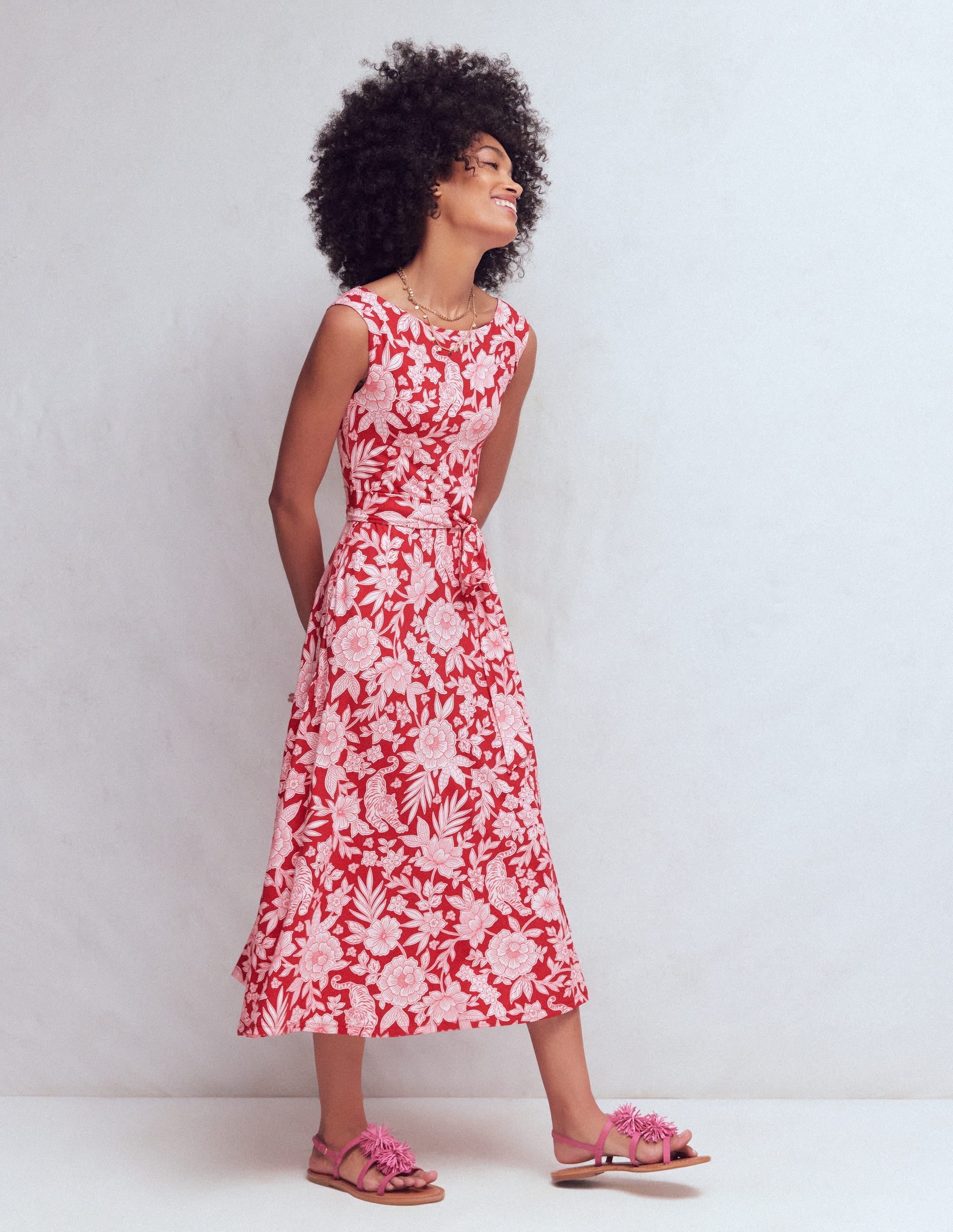 Tamsin Jersey Midi Dress-Spicy Red, Tigers Paradise