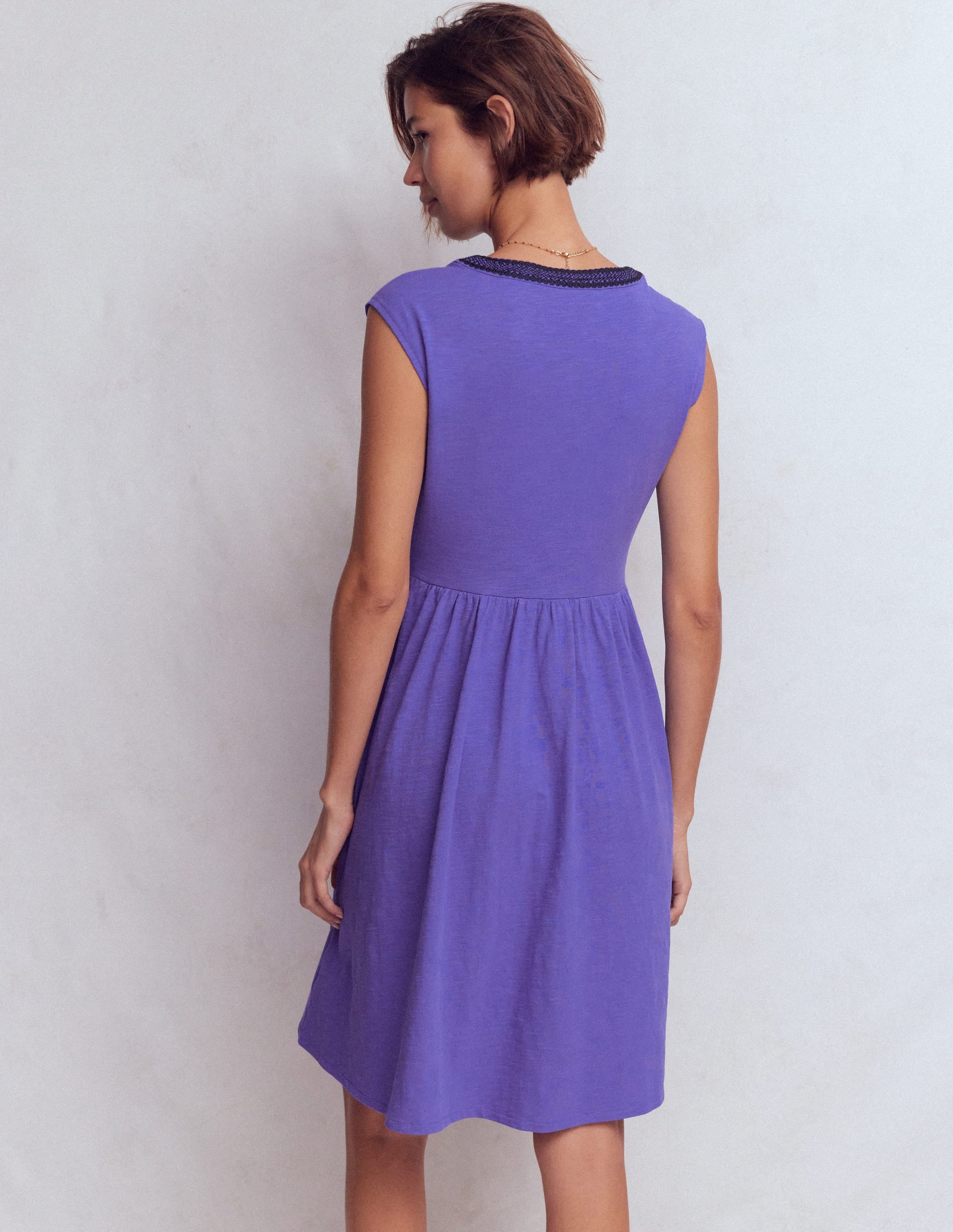 May Embroidered Short Dress-Han Purple