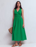 Lorna Trim Double Cloth Dress-Rich Emerald