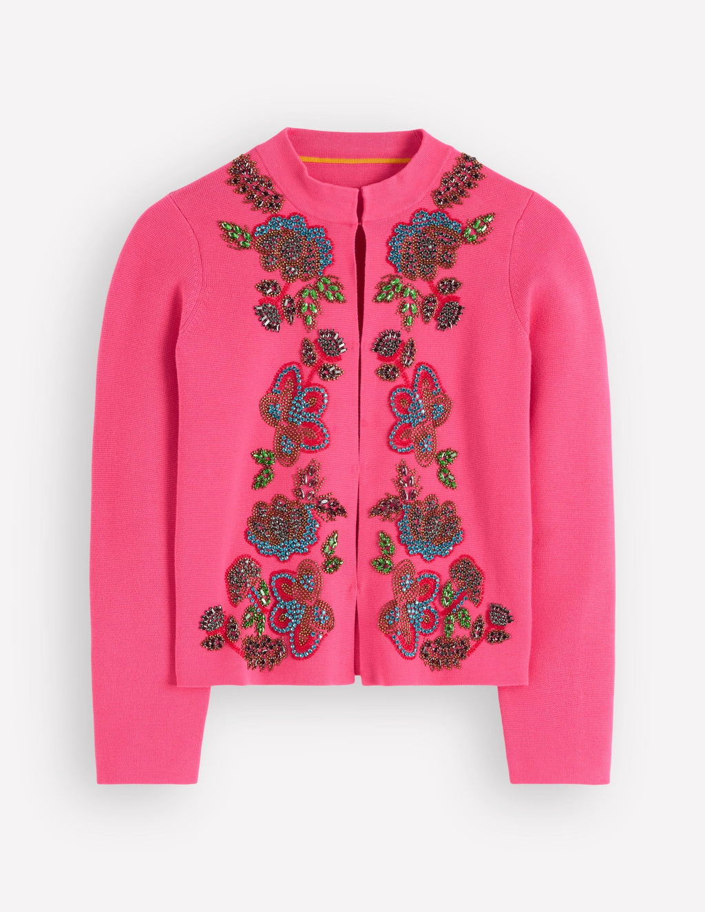 Elena Stand Neck Jacket-Pink Embroidery