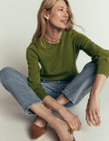 Camilla Cotton Crew Jumper-Forest Green