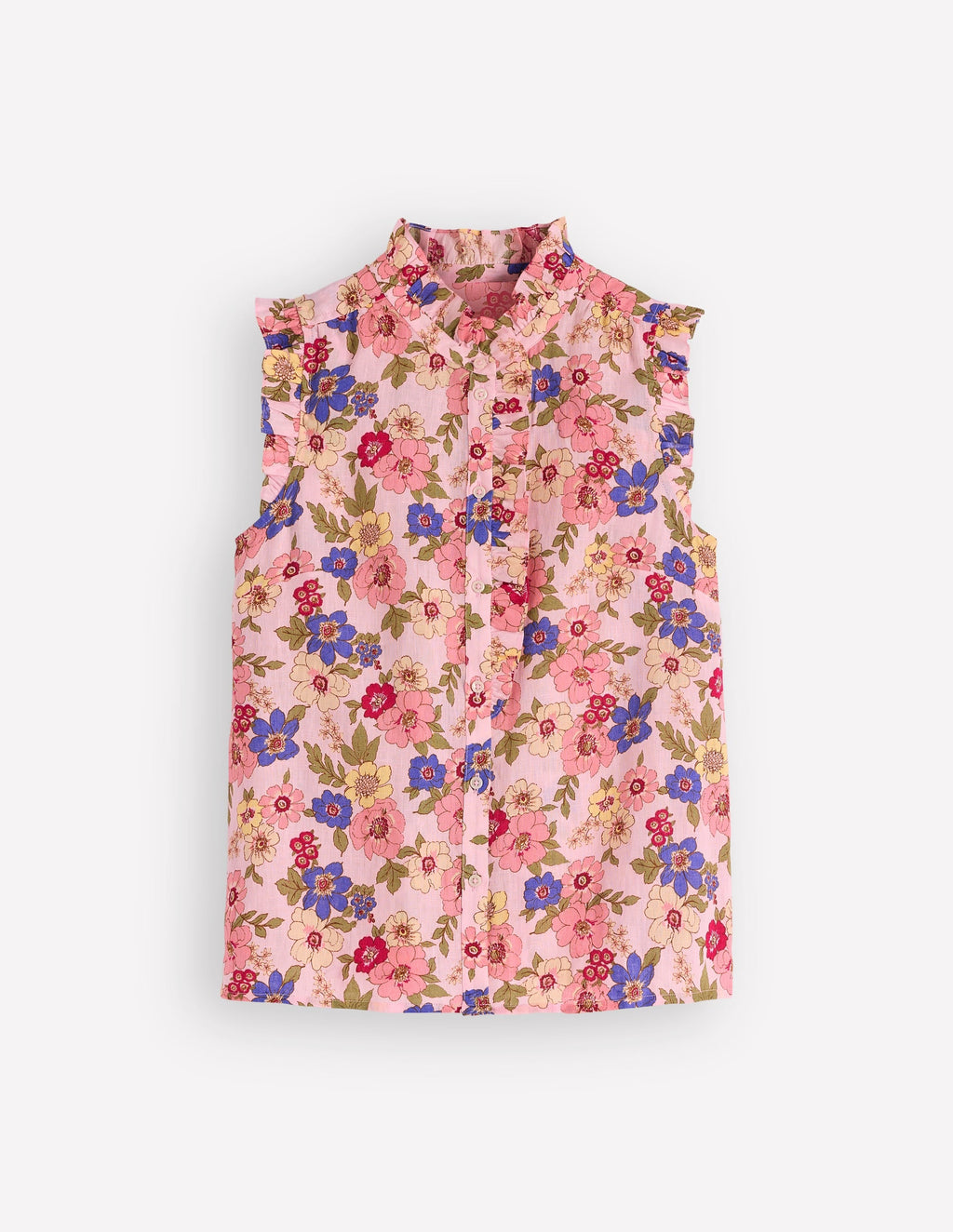 Isabel Sleeveless Linen Top-Blooming Pink, Blossomy Garden