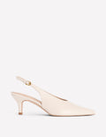 High Cut Slingback Court-Ecru