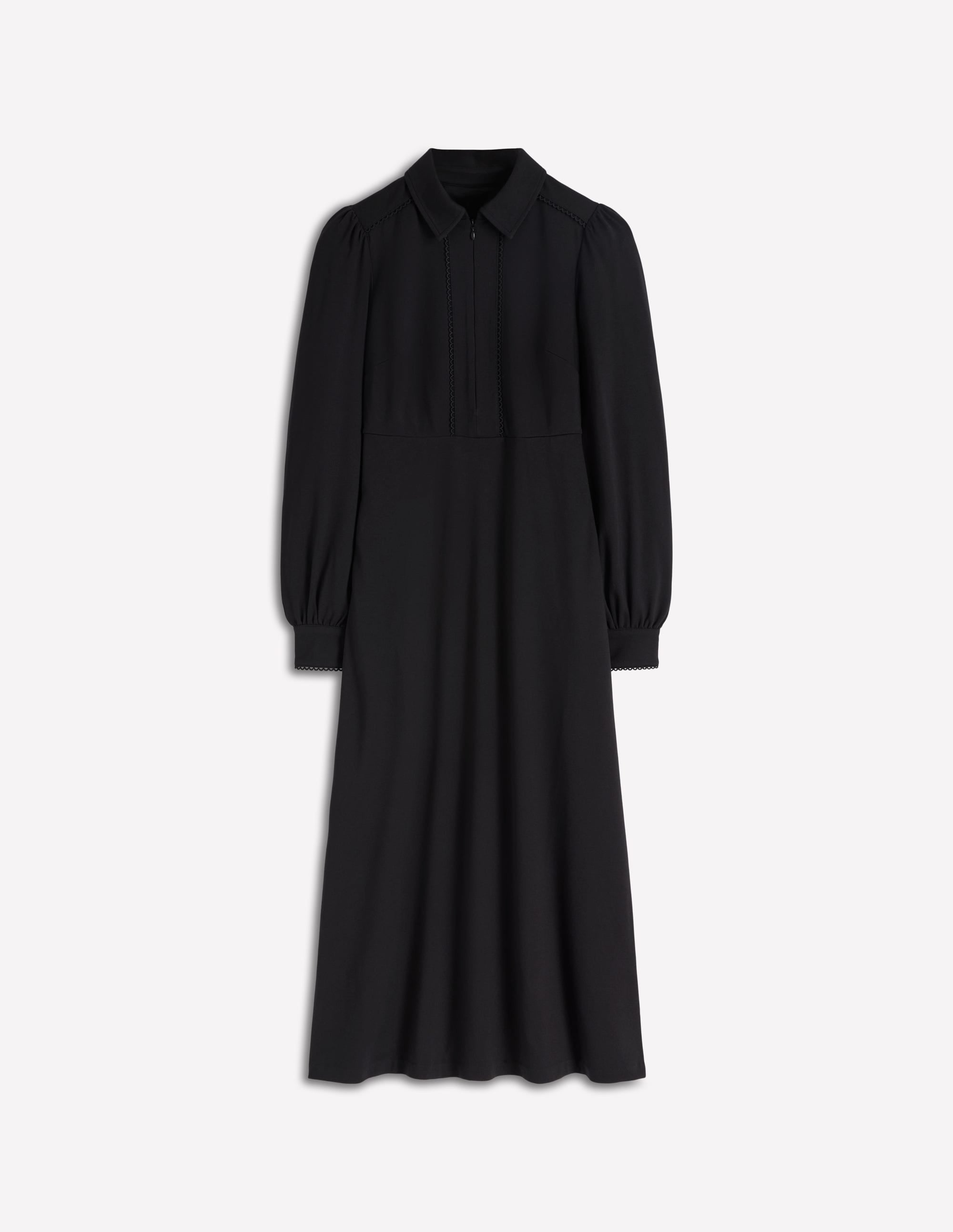 Pip Zip-Up Ponte Midi Dress-Black