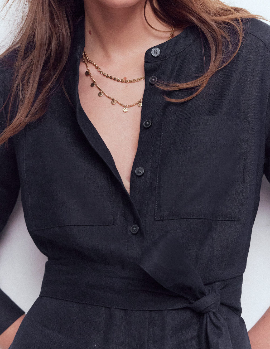 Mollie Linen Midi Dress-Navy