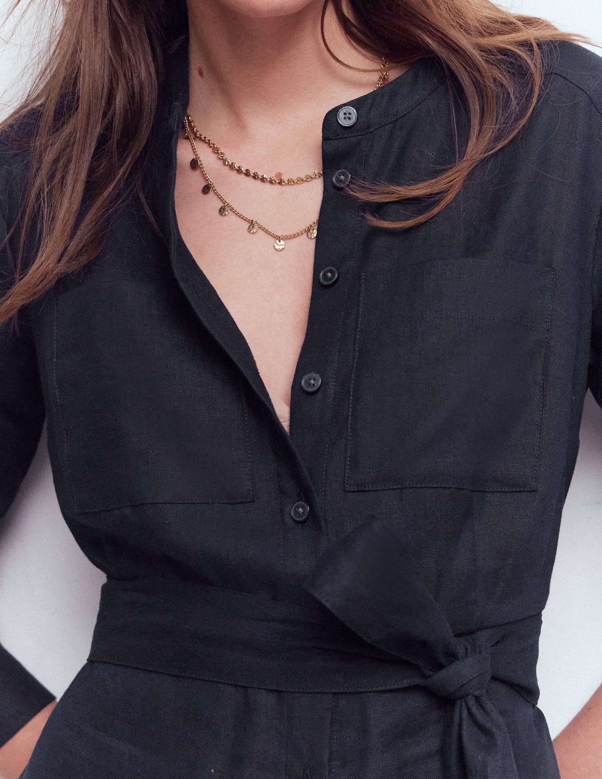 Mollie Linen Midi Dress-Navy