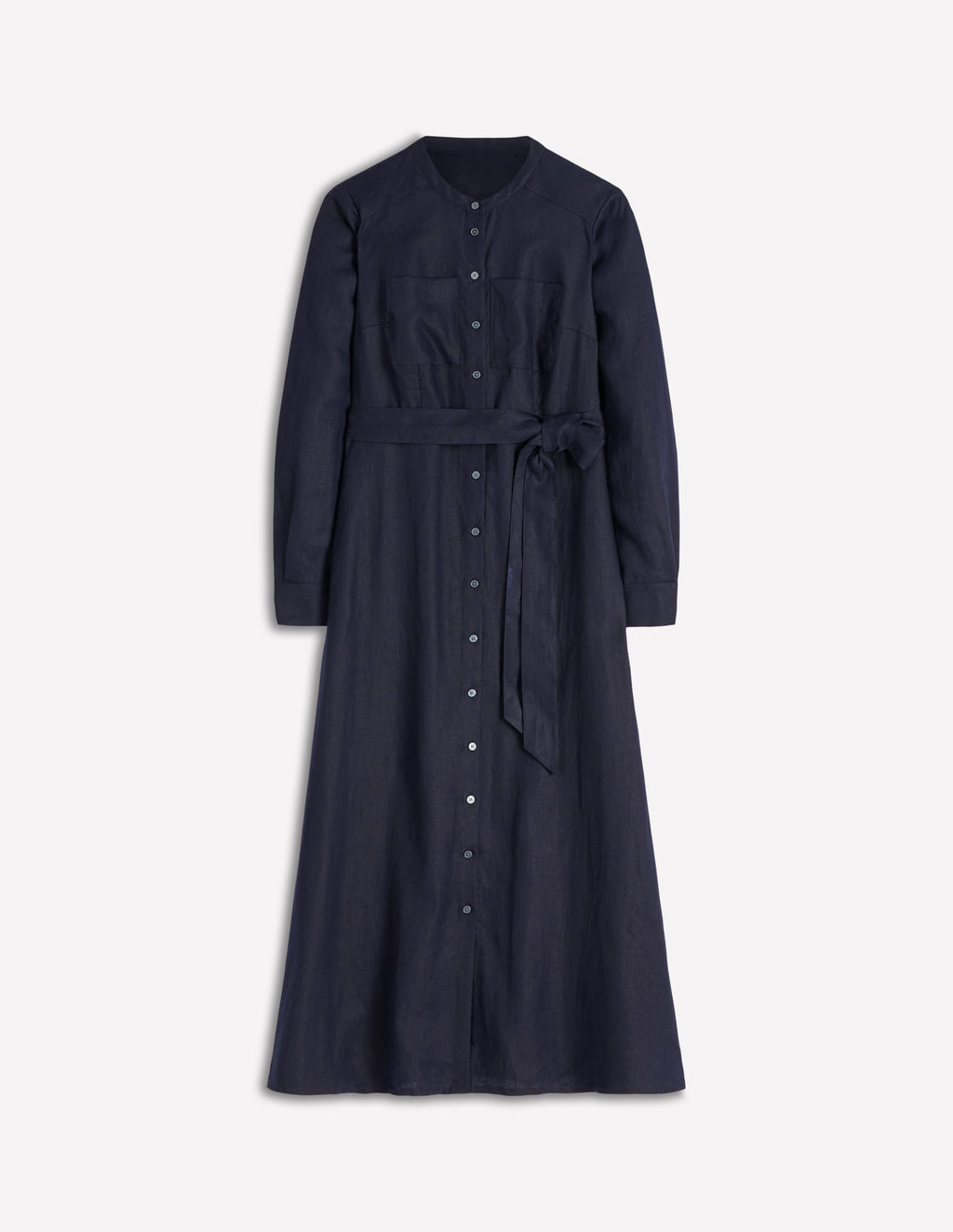 Mollie Linen Midi Dress-Navy