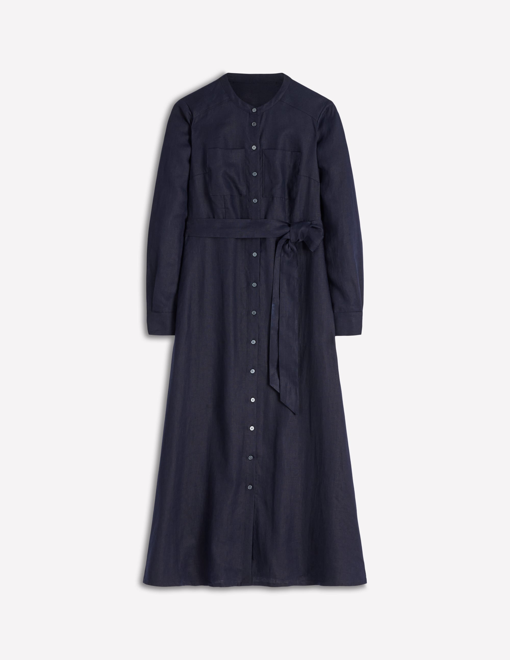 Mollie Linen Midi Dress-Navy