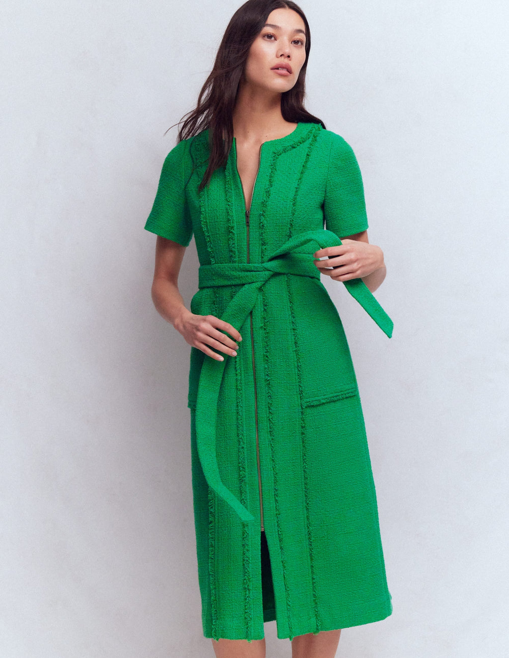 Ruth Zip Texture Dress-Green