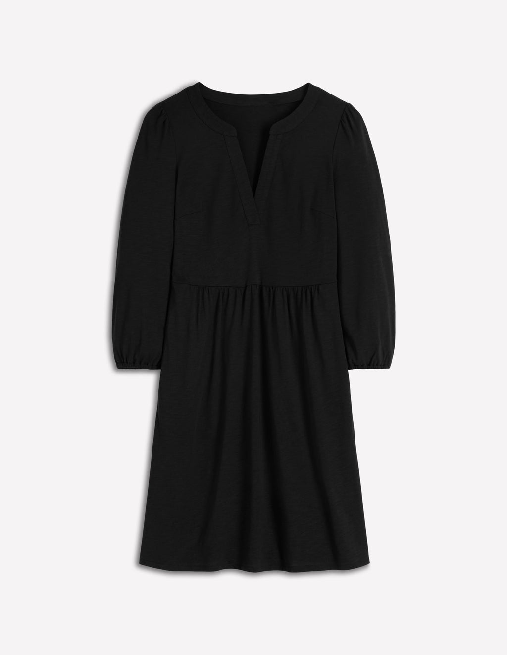 Cathy Notch Neck Jersey Dress-Black