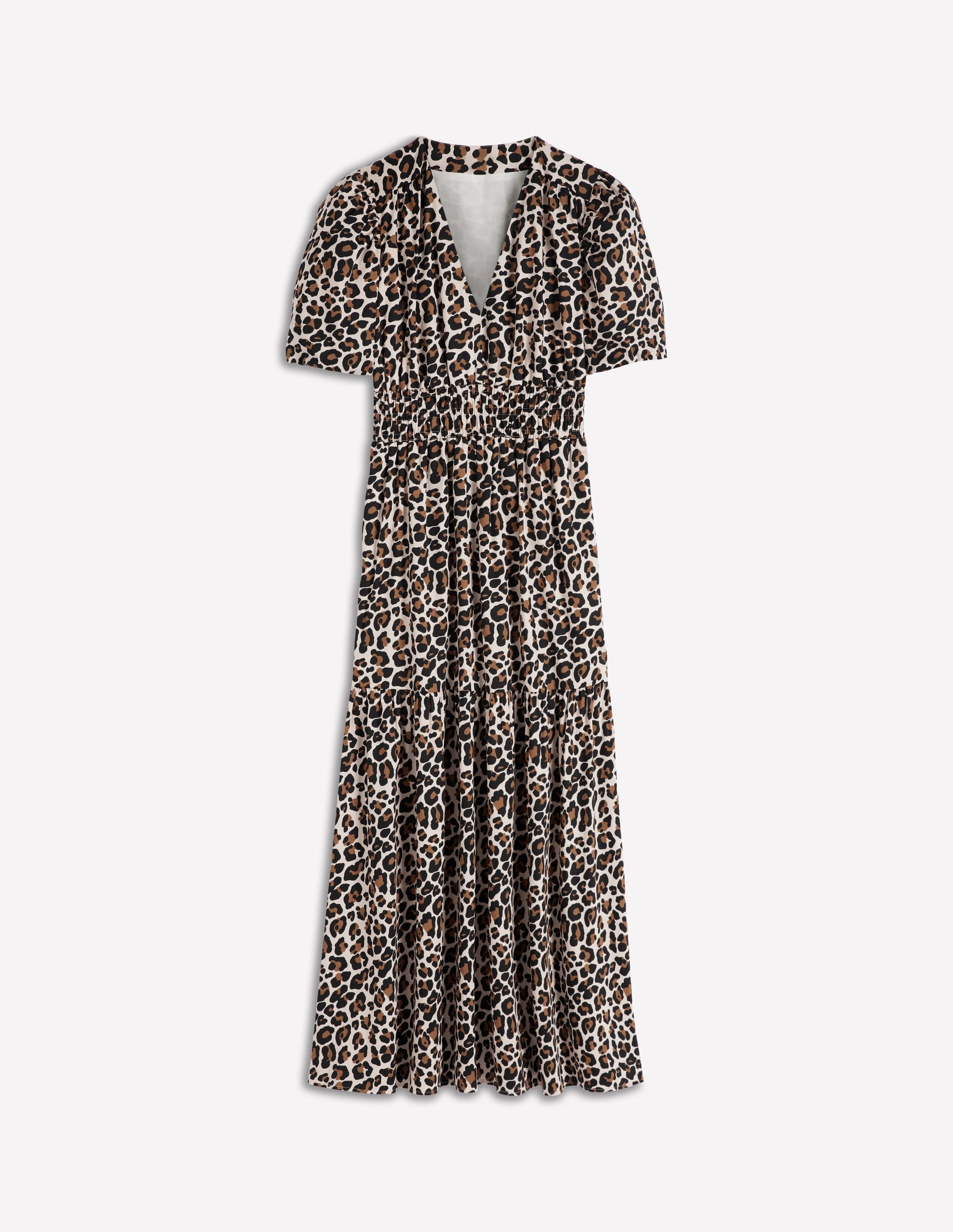 Irene Puff Sleeve Cotton Dress-Almond Milk, Cheetah Pop
