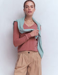 Eva Cashmere V-Neck Sweater-Camelia Pink