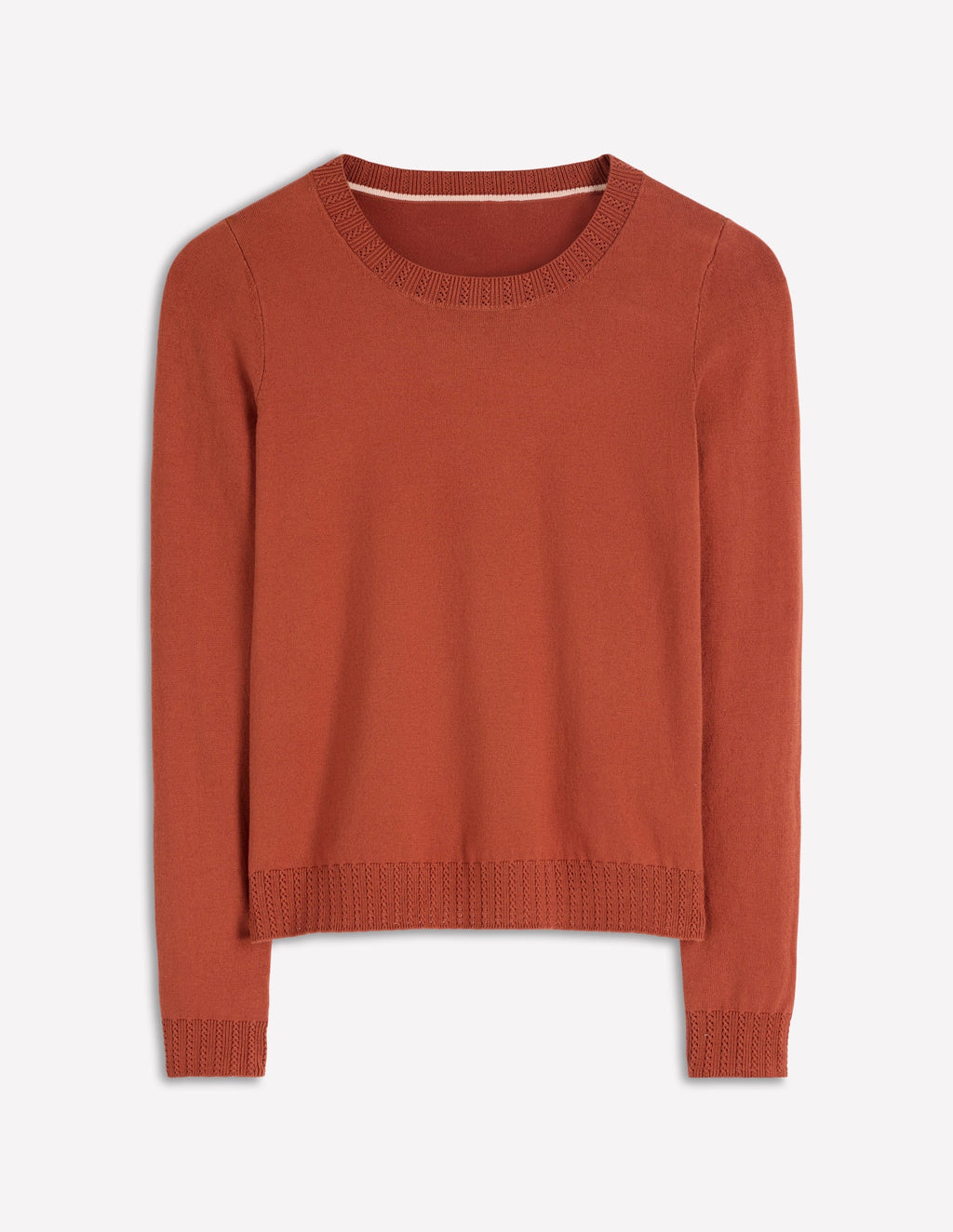Emilia Cotton Crew Sweater-Roasted Chestnut Brown