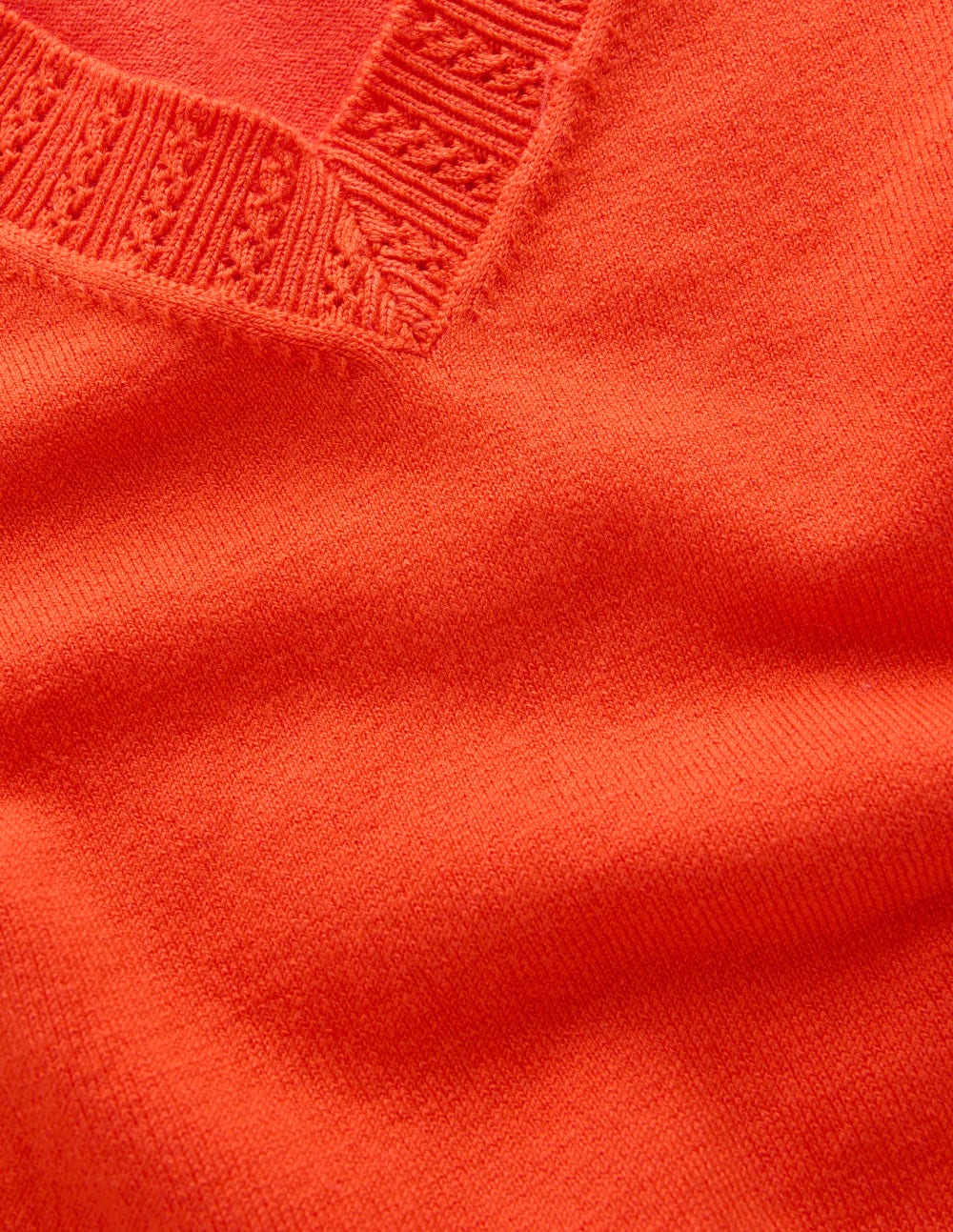 Emilia Cotton V Neck Sweater-Sunset Orange