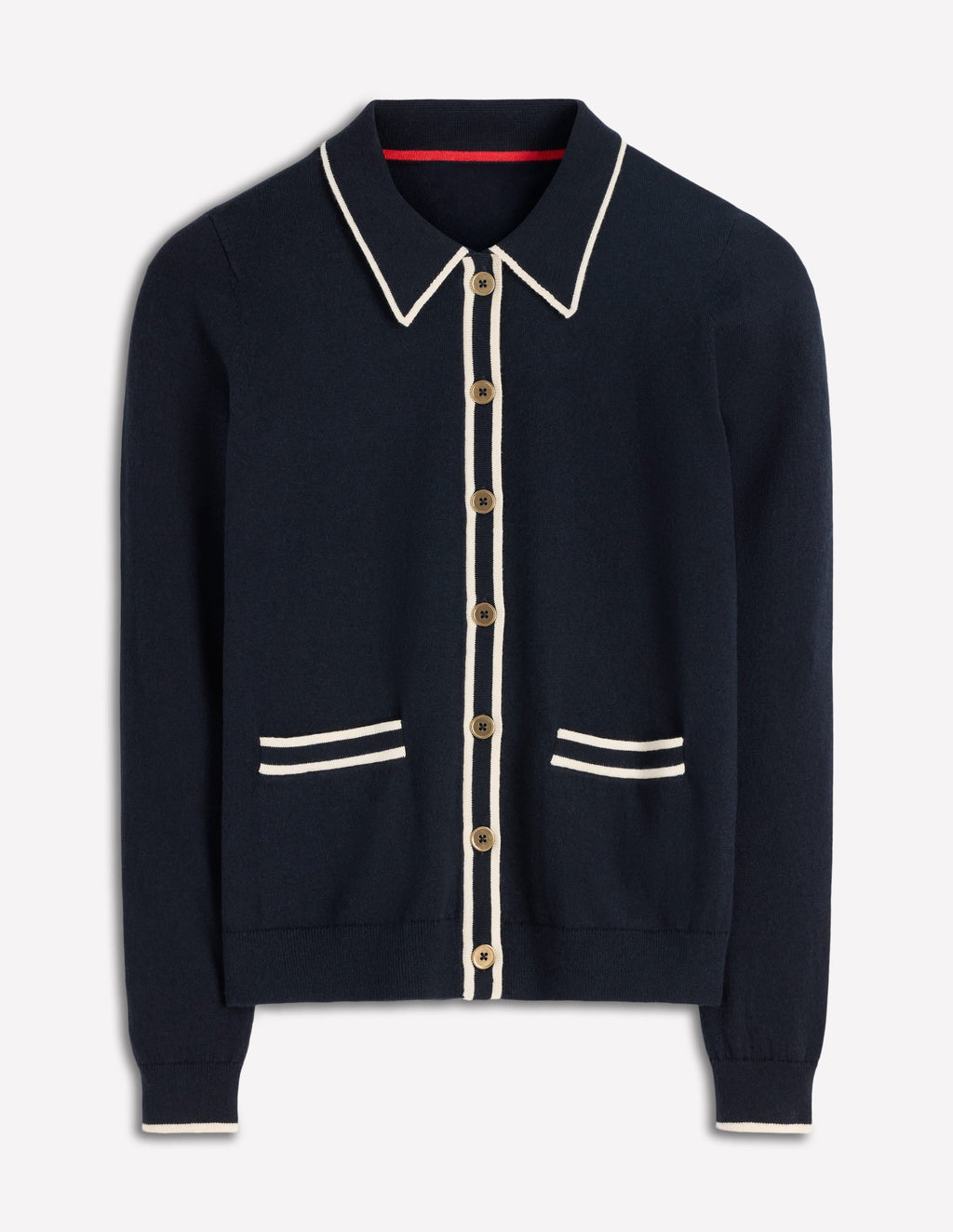 Liz Knitted Collared Cardigan-Navy