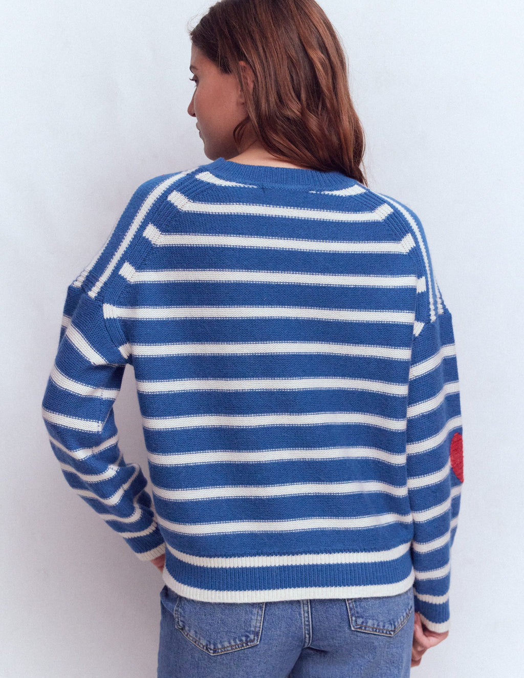 Isa Embroidered Sweater-Delft Blue Hearts