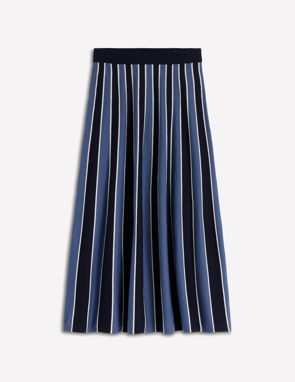 Liz Knitted Midi Skirt-Denim Blue Stripe