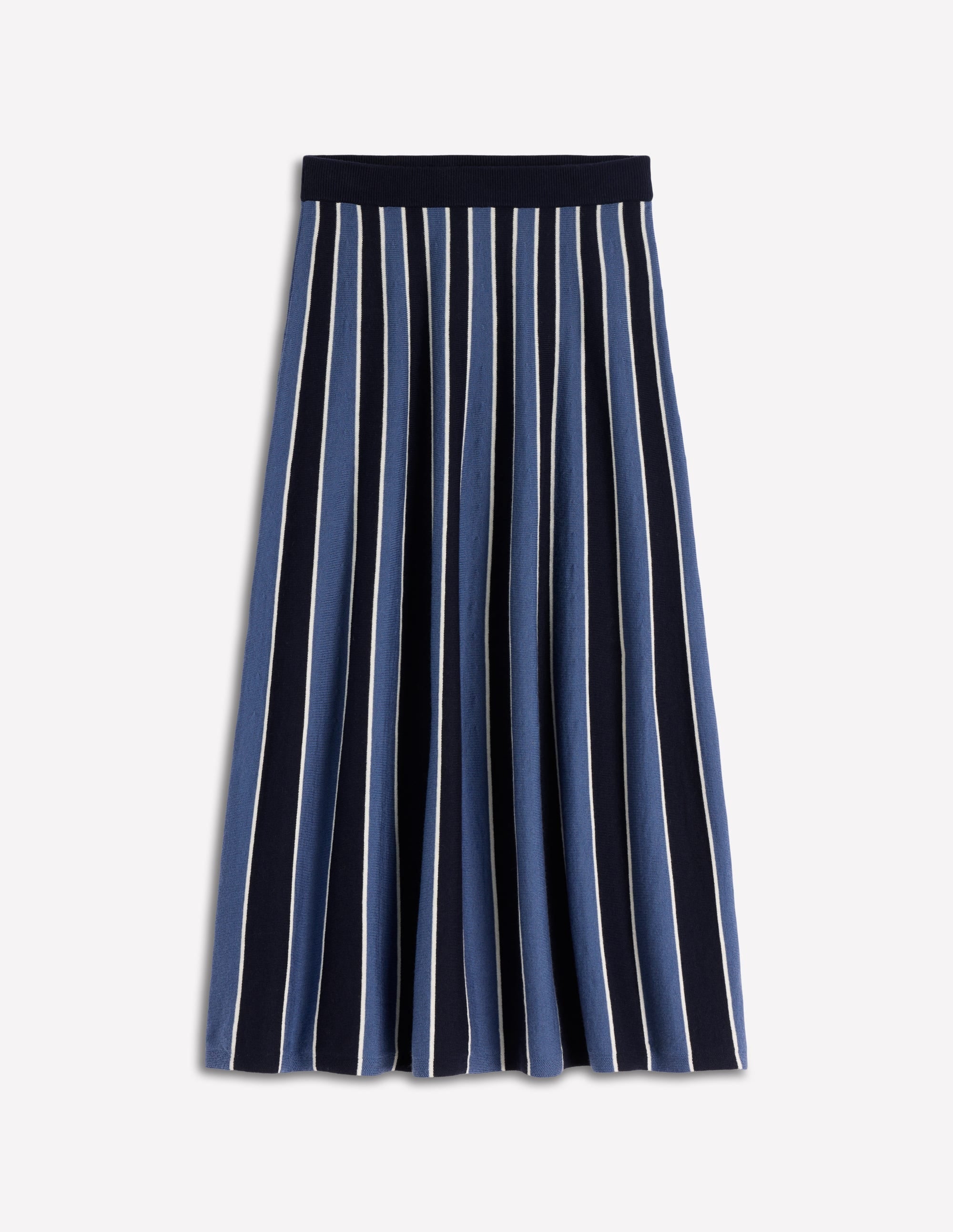 Liz Knitted Midi Skirt-Denim Blue Stripe