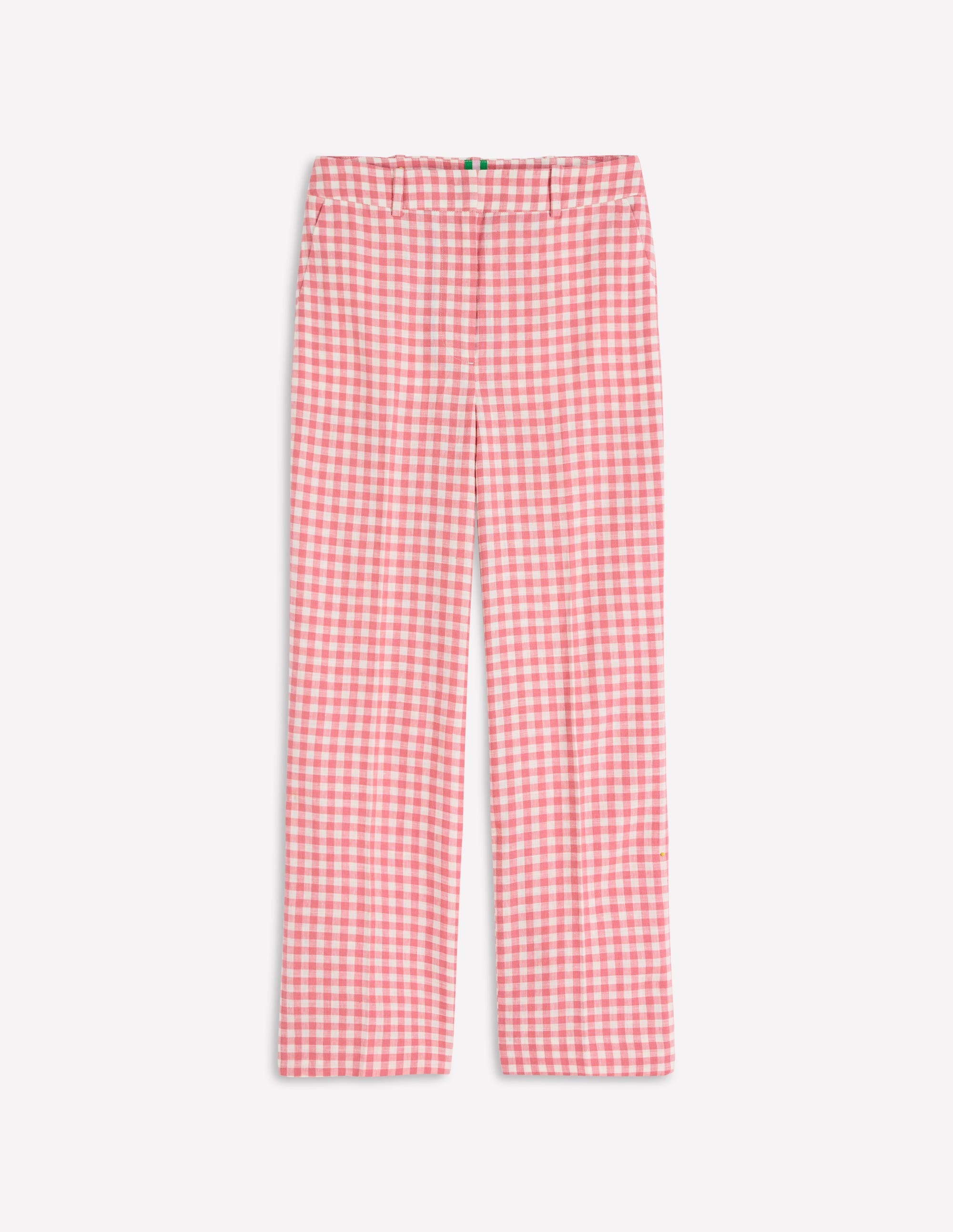 Canonbury 7/8 Linen Pants-Vintage Rose Gingham