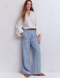 Kensington Linen Pants-Blue Chambray