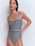 Clean Sweetheart Swimsuit-Navy and Ivory Stripe