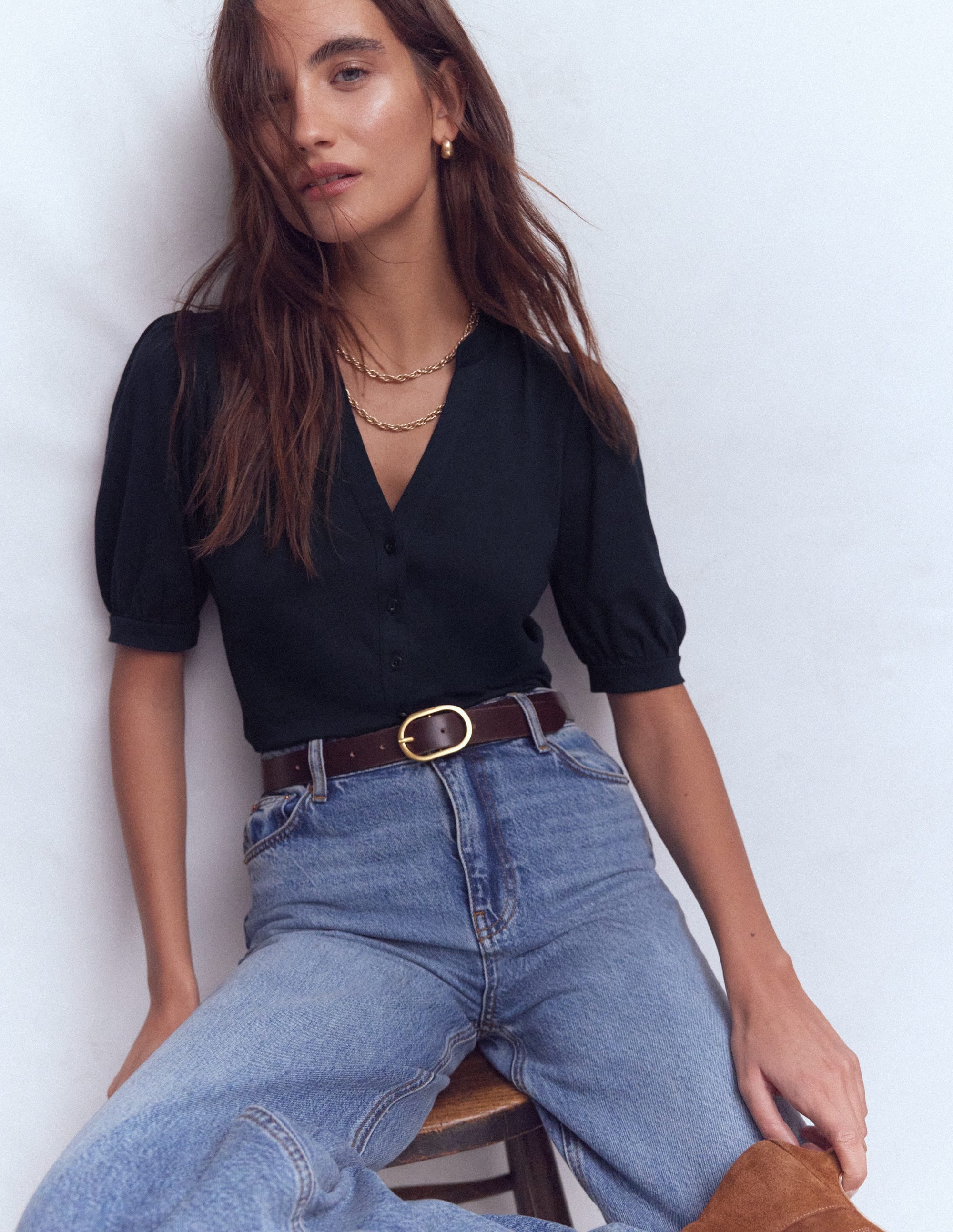Supersoft Short Sleeve Henley-Navy