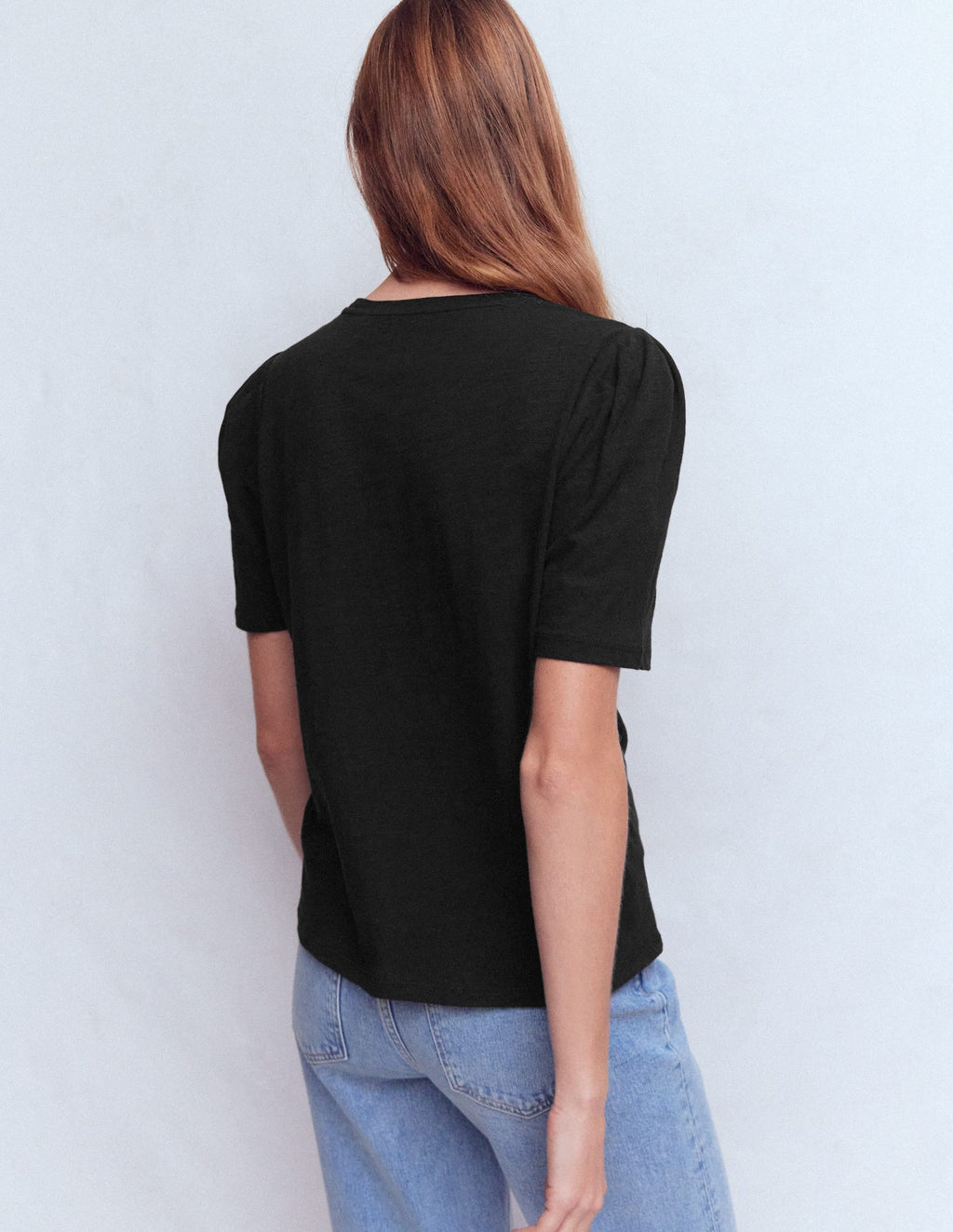 Sophie Puff Sleeve T-shirt-Black