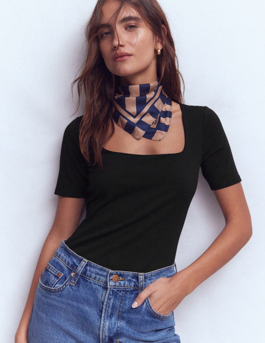 Brooke Double Layer T-shirt-Black