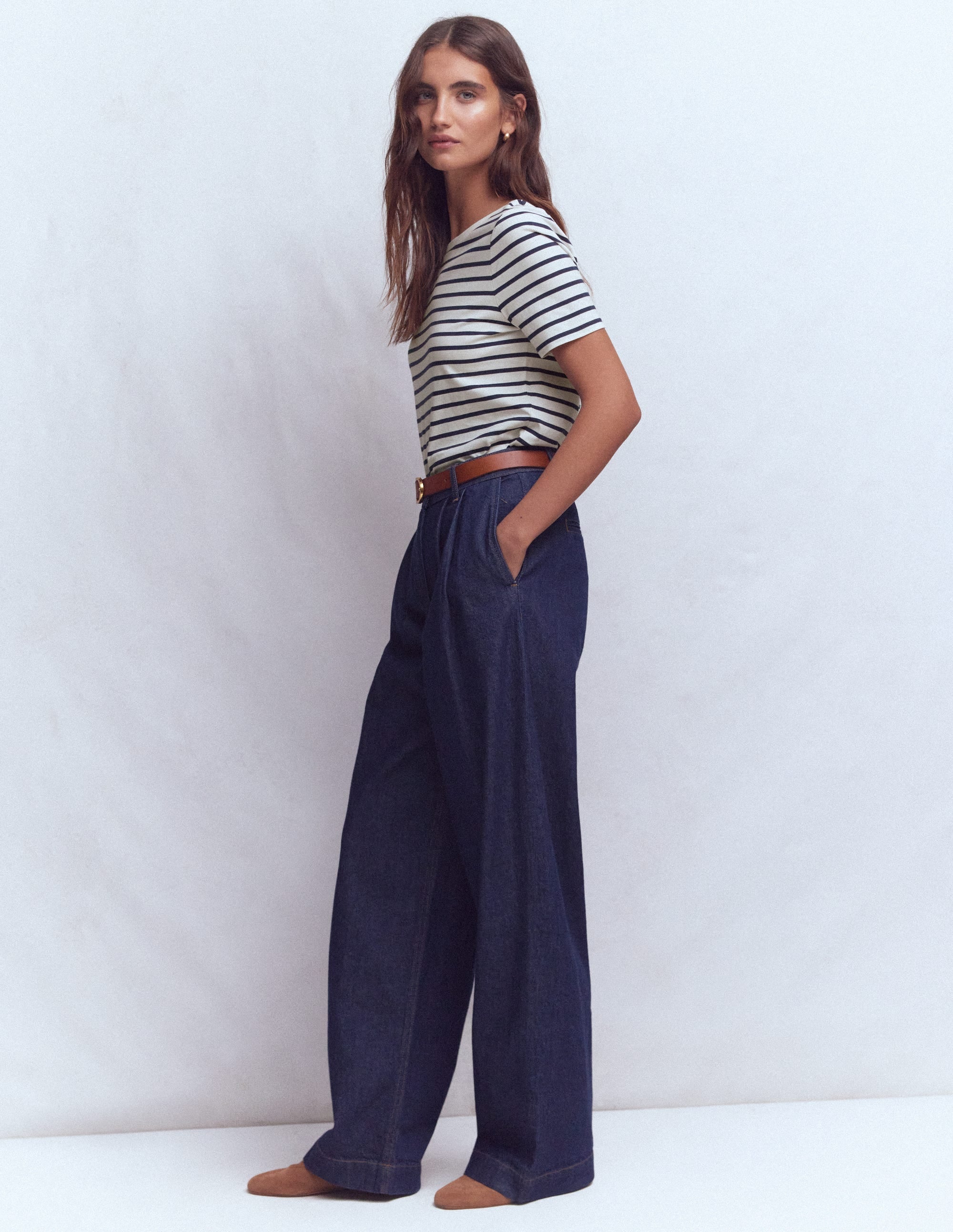 Olivia Short Sleeve Breton-Ivory, Navy