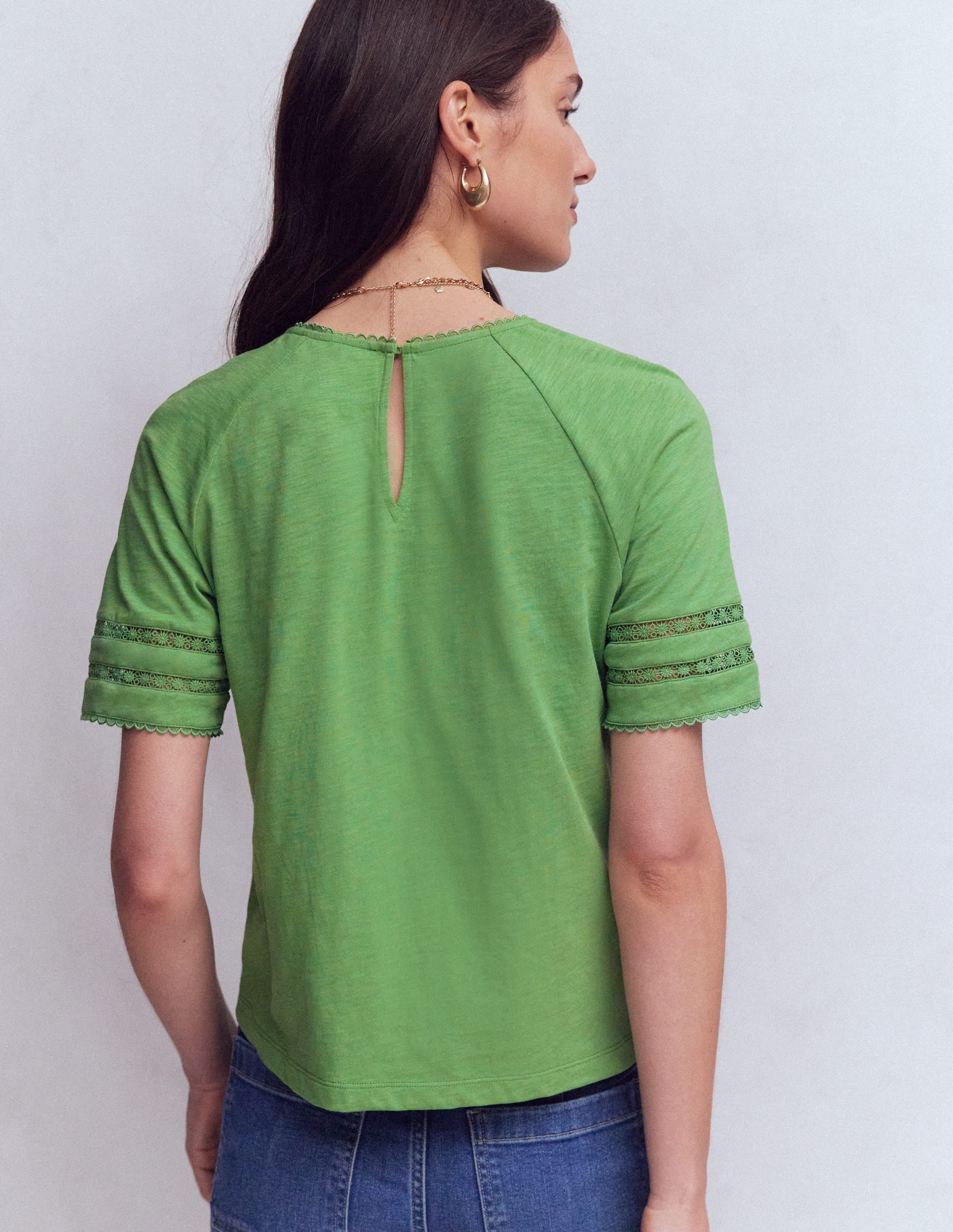 Poppy Trim Crew T-shirt-Bright Emerald